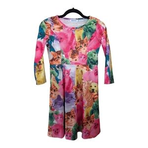 Kidlove cat and dog LS dress Size XL EUC